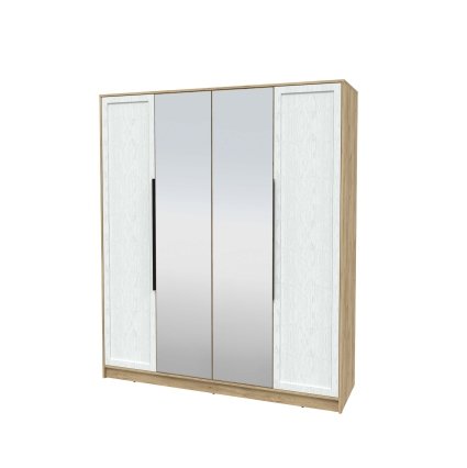 Шкаф распашной Тренд КТ-Ш4 (з) (Дуб золотой ЛДСП/ Дуб полярный ЛМДФ) Ш1800 В2128 Г547